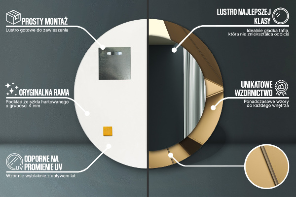 Miroir rond imprimé Abstraction moderne