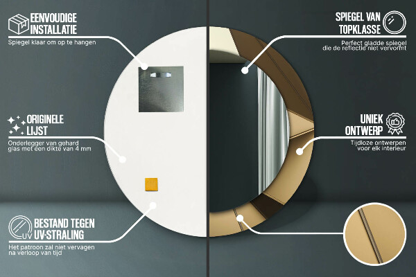 Miroir rond imprimé Abstraction moderne
