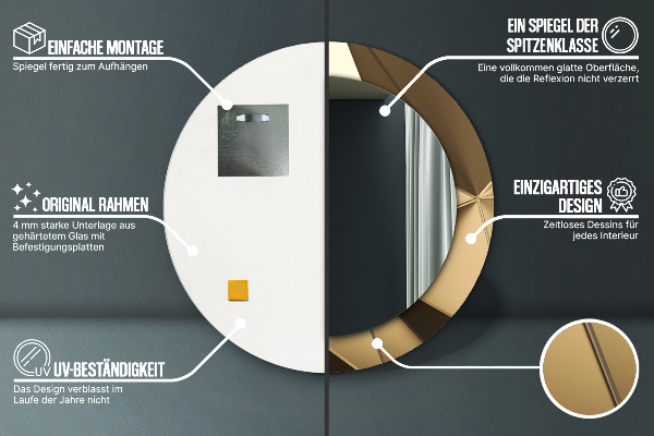 Miroir rond imprimé Abstraction moderne