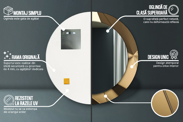 Miroir rond imprimé Abstraction moderne