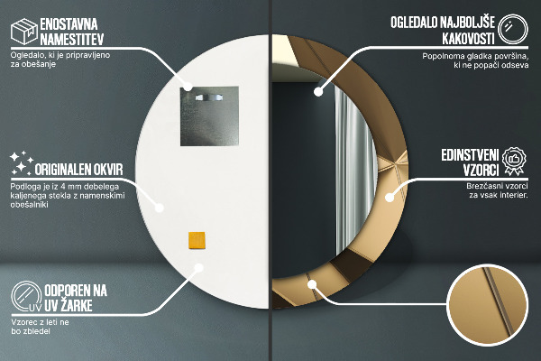 Miroir rond imprimé Abstraction moderne