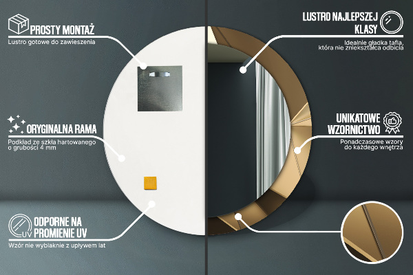 Miroir rond imprimé Abstraction moderne