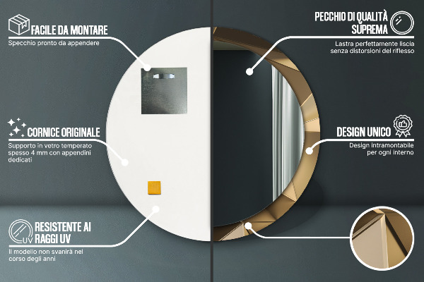 Miroir rond imprimé Abstraction moderne