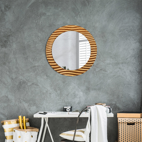 Miroir rond imprimé Vague de bois