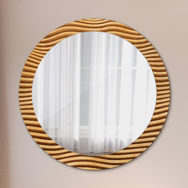 Miroir rond imprimé Vague de bois