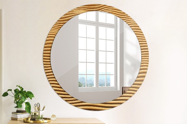 Miroir rond imprimé Vague de bois