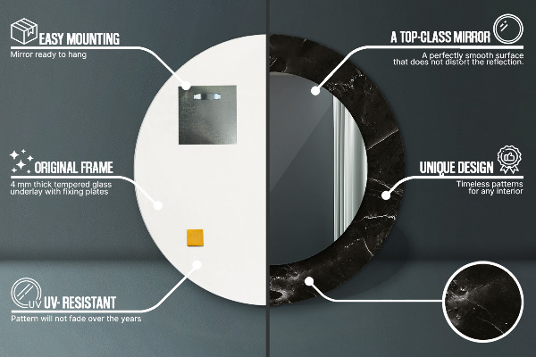 Miroir rond imprimé Pierre de marbre