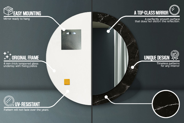 Miroir rond imprimé Pierre de marbre