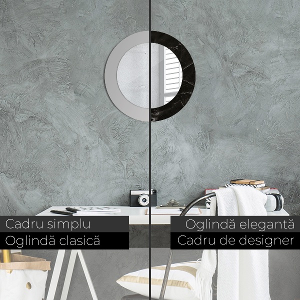 Miroir rond imprimé Pierre de marbre