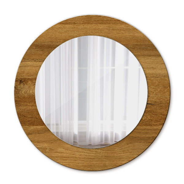 Miroir rond imprimé Chêne rustique