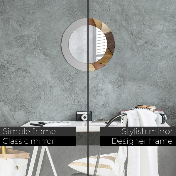 Miroir rond imprimé Bois 3d géométrique