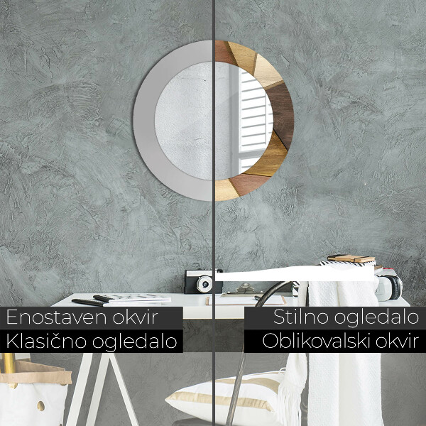 Miroir rond imprimé Bois 3d géométrique