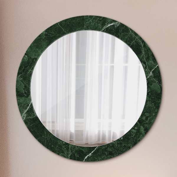 Miroir rond cadre avec impression Marbre vert