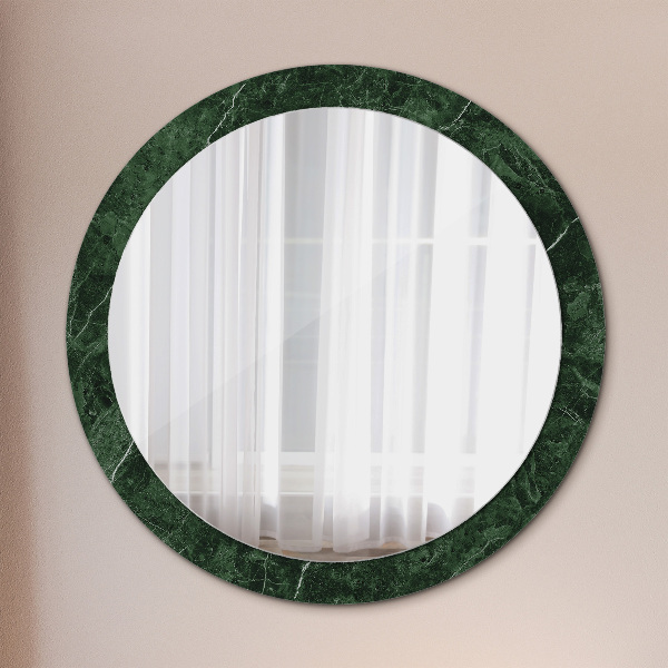 Miroir rond cadre avec impression Marbre vert