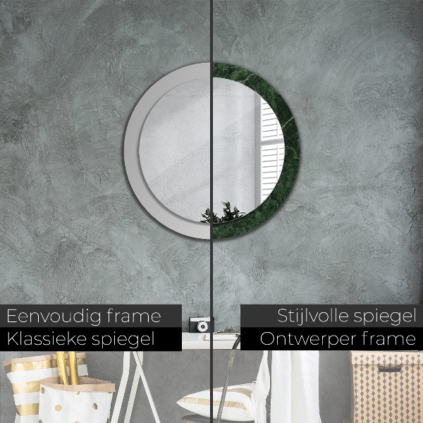 Miroir rond cadre avec impression Marbre vert