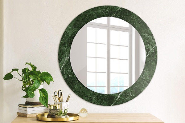Miroir rond cadre avec impression Marbre vert