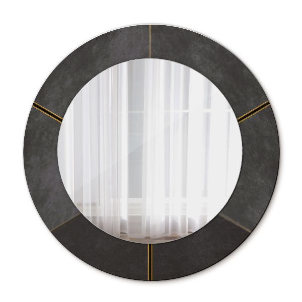 Miroir rond cadre avec impression Triangles gris