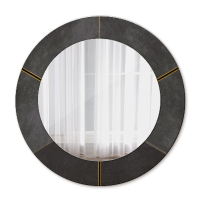 Miroir rond cadre avec impression Triangles gris