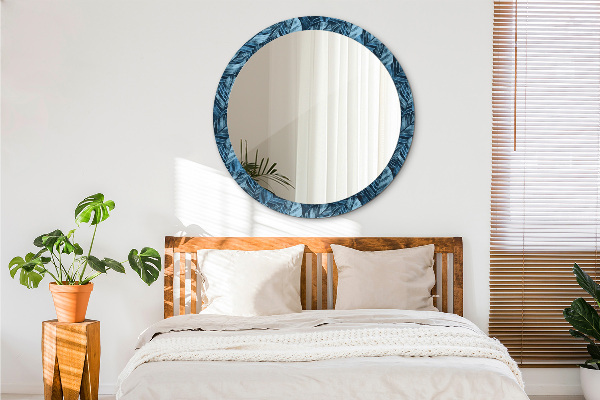 Miroir rond cadre avec impression Feuilles de la jungle