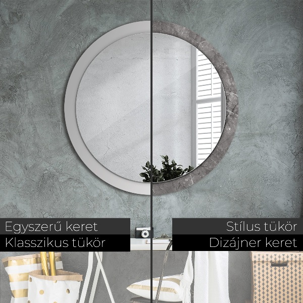 Miroir rond avec décoration Marbre rustique