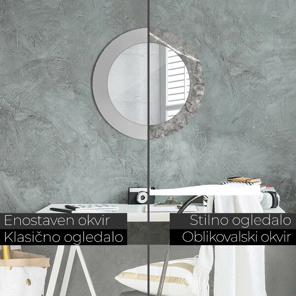 Miroir rond avec décoration Marbre rustique