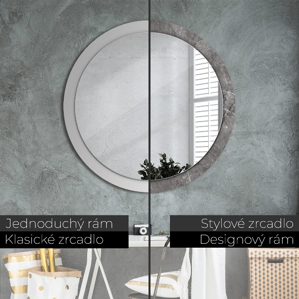 Miroir rond avec décoration Marbre rustique