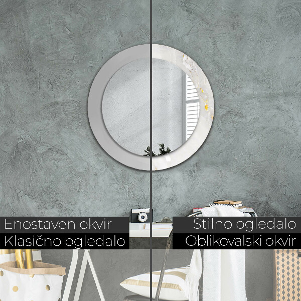 Miroir rond avec décoration Marbre brillant