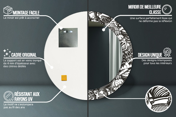 Miroir rond avec décoration Fluide abstrait