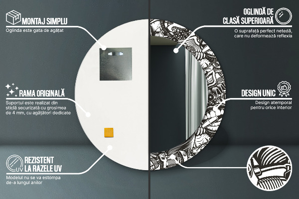 Miroir rond avec décoration Fluide abstrait