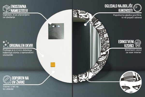 Miroir rond avec décoration Fluide abstrait