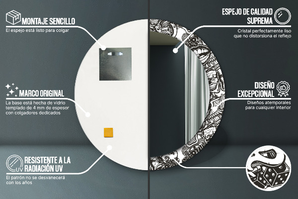 Miroir rond avec décoration Fluide abstrait