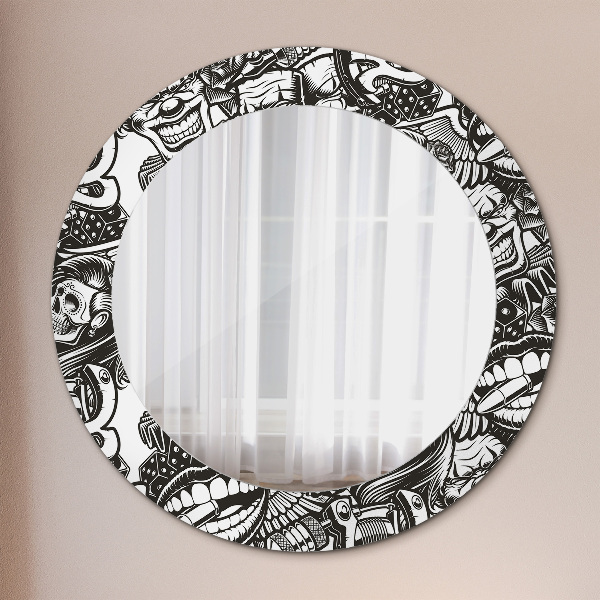 Miroir rond avec décoration Fluide abstrait