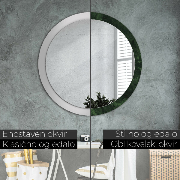 Miroir rond avec décoration Marbre vert