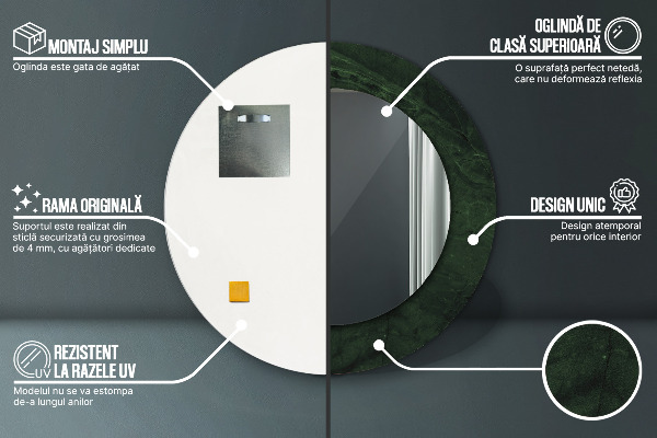 Miroir rond avec décoration Marbre vert