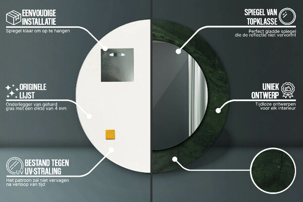 Miroir rond avec décoration Marbre vert