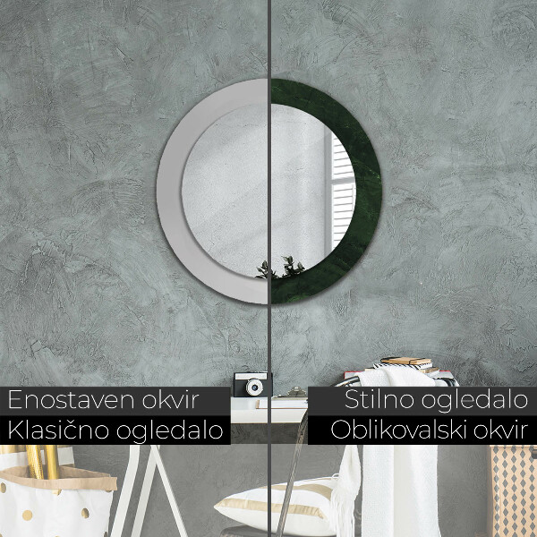 Miroir rond avec décoration Marbre vert
