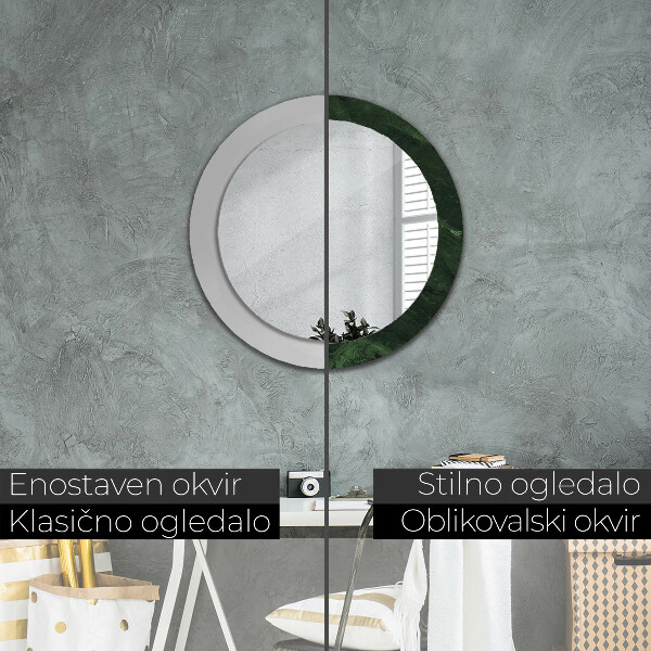 Miroir rond avec décoration Marbre vert