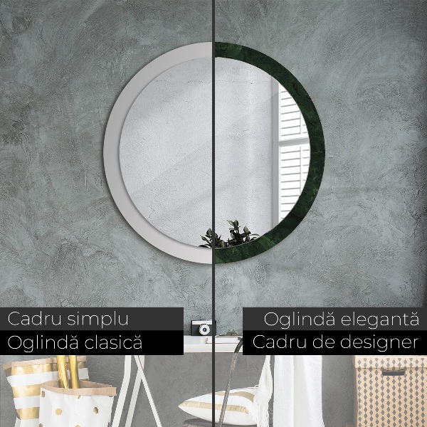 Miroir rond avec décoration Marbre vert
