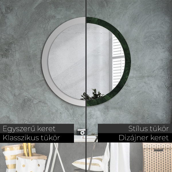 Miroir rond avec décoration Marbre vert