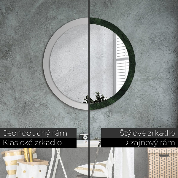 Miroir rond avec décoration Marbre vert