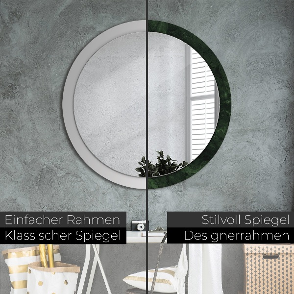 Miroir rond avec décoration Marbre vert