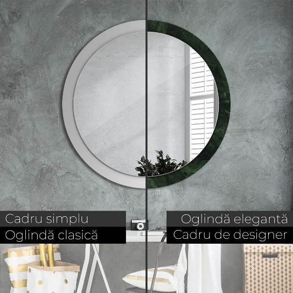 Miroir rond avec décoration Marbre vert