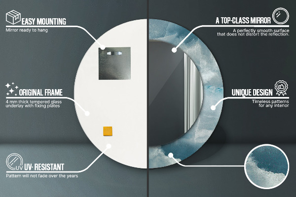 Miroir rond avec décoration Marbre bleu onyx