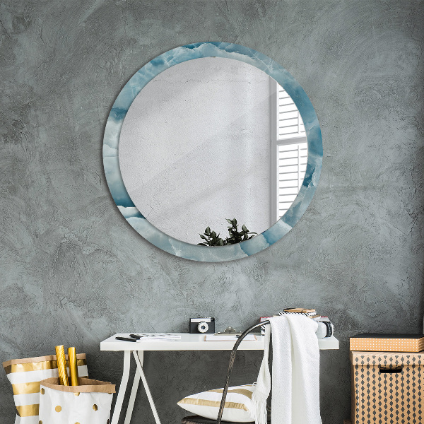 Miroir rond avec décoration Marbre bleu onyx