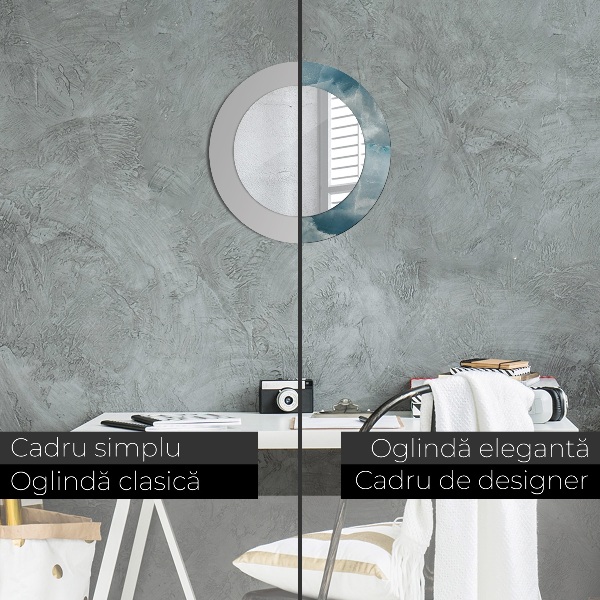 Miroir rond avec décoration Marbre bleu onyx