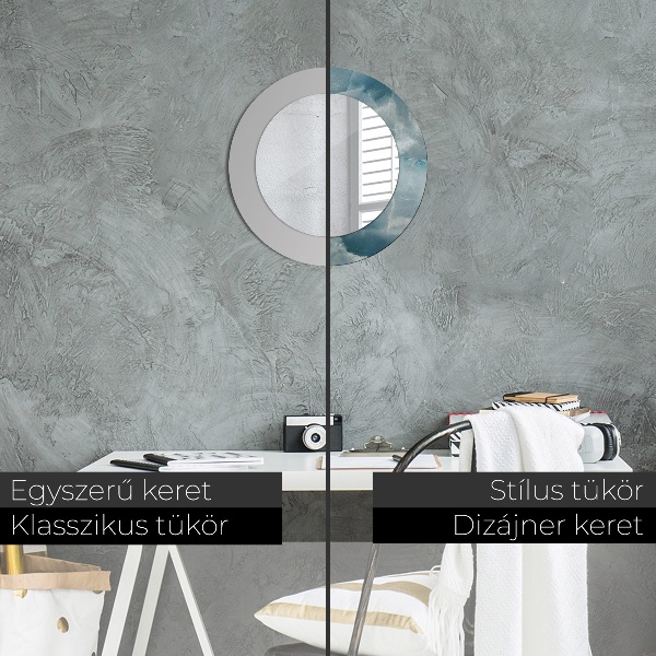 Miroir rond avec décoration Marbre bleu onyx