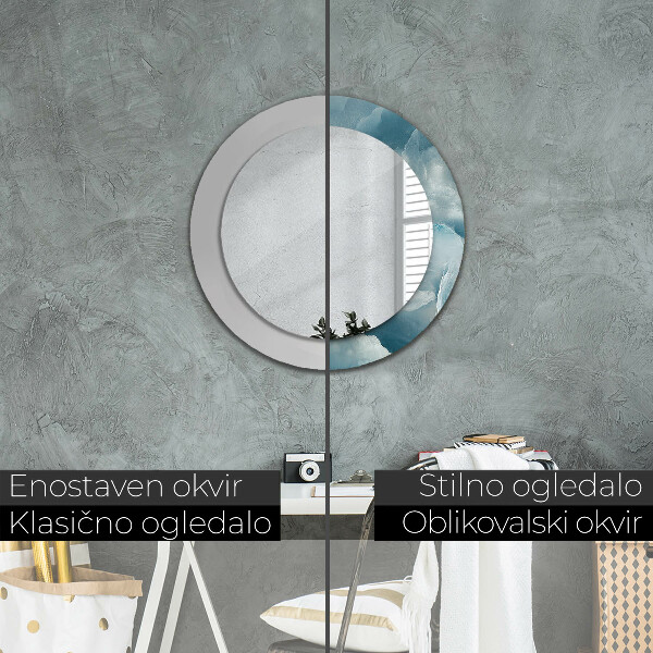 Miroir rond avec décoration Marbre bleu onyx