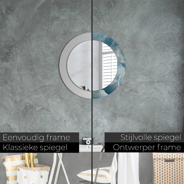 Miroir rond avec décoration Marbre bleu onyx