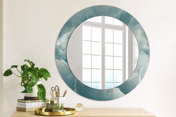 Miroir rond avec décoration Marbre bleu onyx