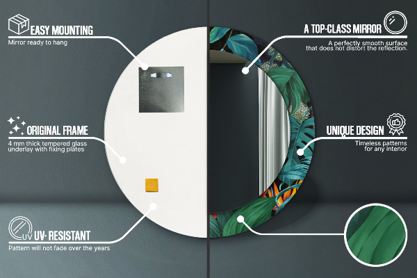 Miroir rond avec décoration Forêt dans la jungle